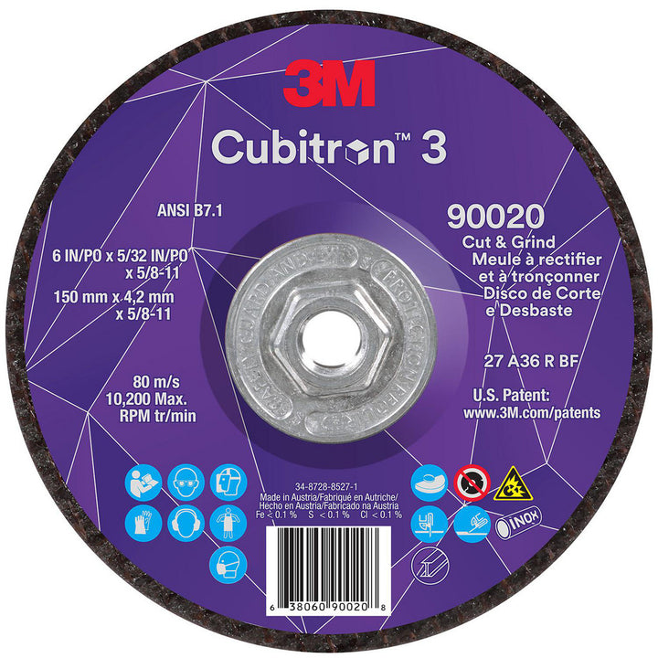 6 x 5/32" 36-Grit Precision Shaped Ceramic Grinding & Cutoff Wheel - 3M 7100313196