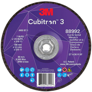 7 x 1/8" 36-Grit Precision Shaped Ceramic Grinding & Cutoff Wheel - 3M 7100313195