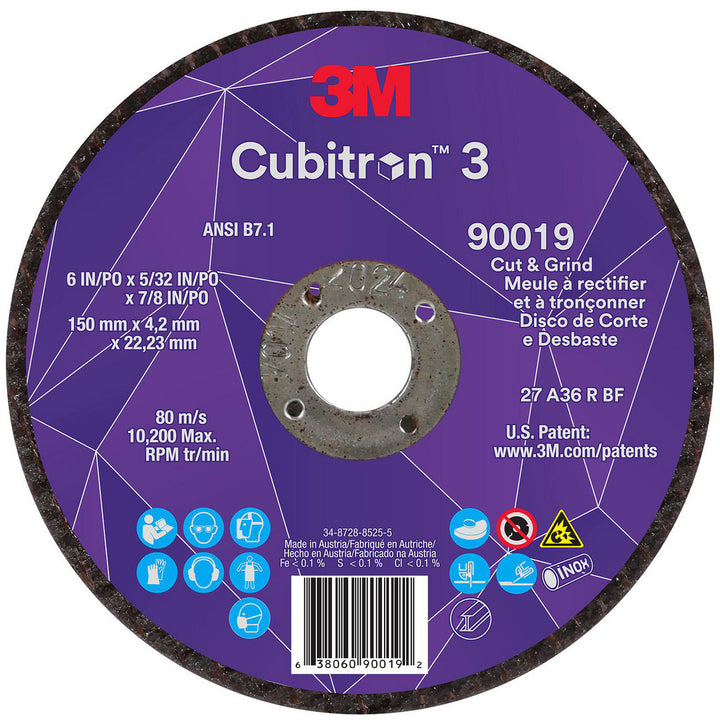 6 x 5/32" 36-Grit Precision Shaped Ceramic Grinding & Cutoff Wheel - 3M 7100313552