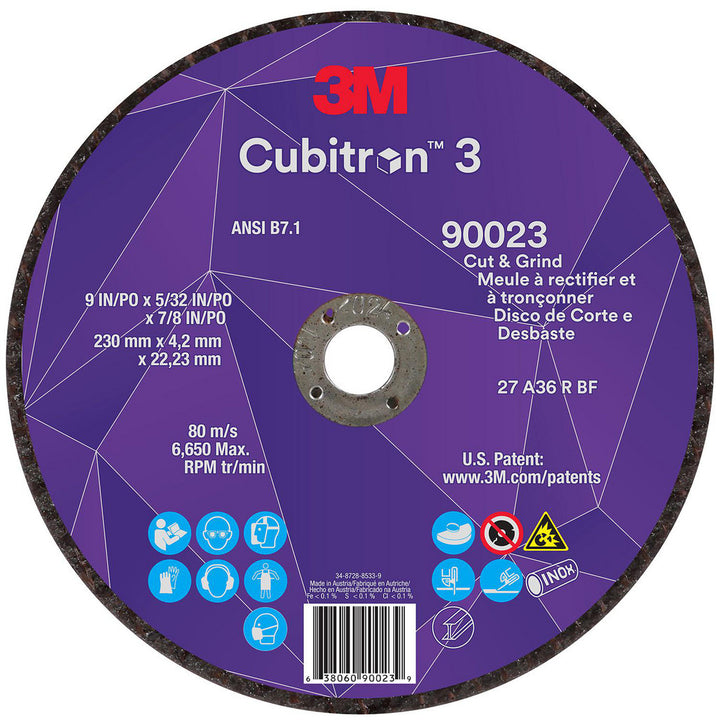 9 x 5/32" 36-Grit Precision Shaped Ceramic Grinding & Cutoff Wheel - 3M 7100313199