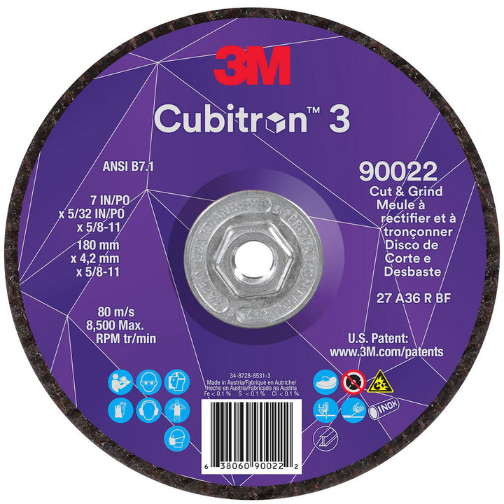 7 x 5/32" 36-Grit Precision Shaped Ceramic Grinding & Cutoff Wheel - 3M 7100313551