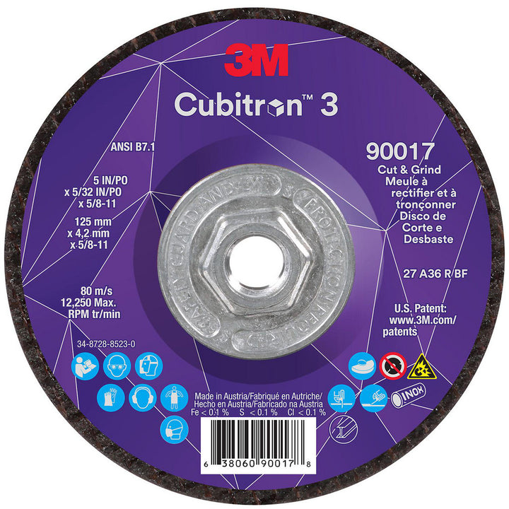 5 x 5/32" 36-Grit Precision Shaped Ceramic Grinding & Cutoff Wheel - 3M 7100313550