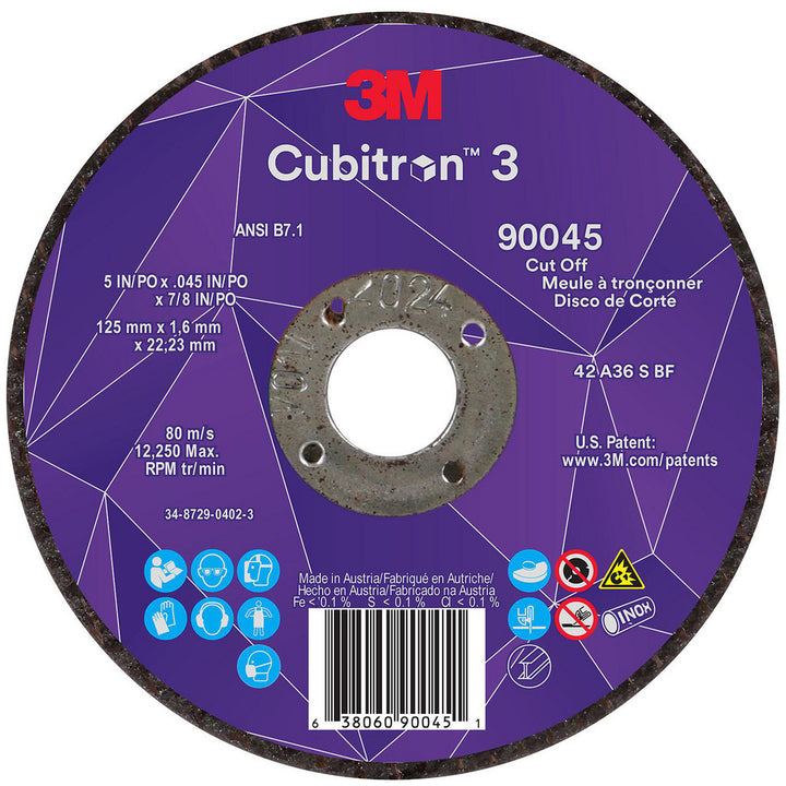 5 x 0.045" 36-Grit Precision Shaped Ceramic Grinding & Cutoff Wheel - 3M 7100304010