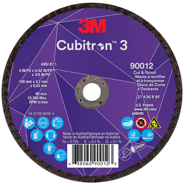 4 x 5/32" 36-Grit Precision Shaped Ceramic Grinding & Cutoff Wheel - 3M 7100305152