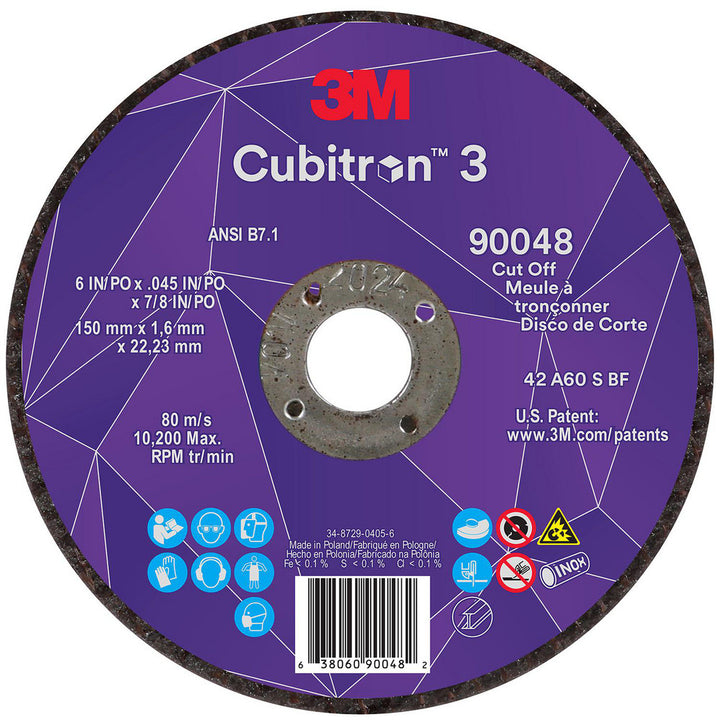 6 x 0.045" 60-Grit Precision Shaped Ceramic Grinding & Cutoff Wheel - 3M 7100313201
