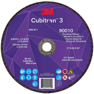 9 x 1/4" 36-Grit Precision Shaped Ceramic Grinding & Cutoff Wheel - 3M 7100313202