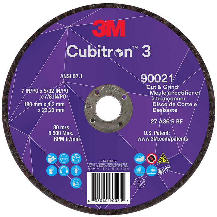 7 x 5/32" 36-Grit Precision Shaped Ceramic Grinding & Cutoff Wheel - 3M 7100313206