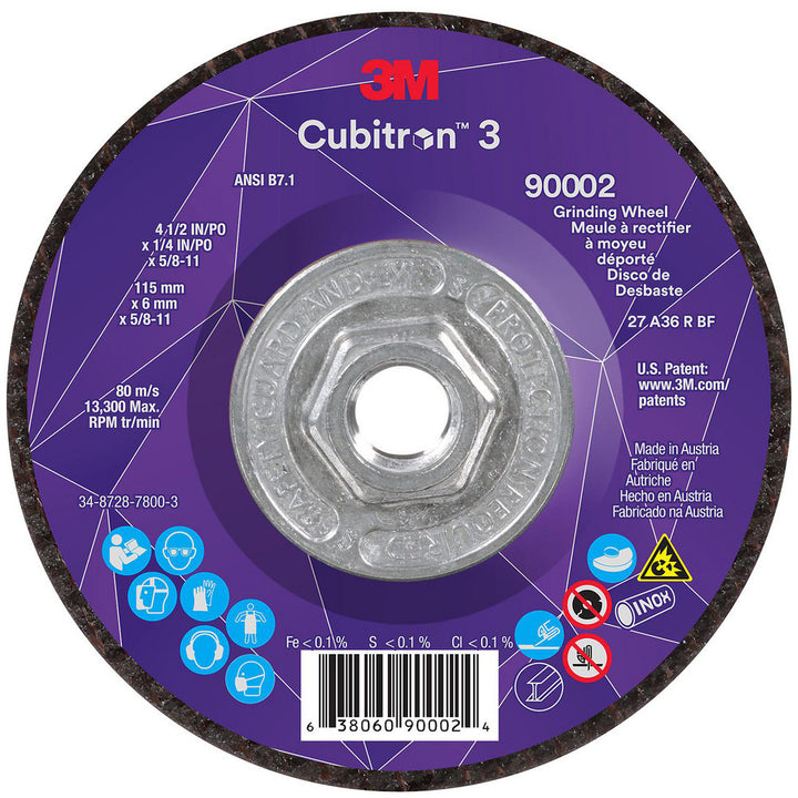 4-1/2 x 1/4" 36-Grit Precision Shaped Ceramic Grinding & Cutoff Wheel - 3M 7100312968