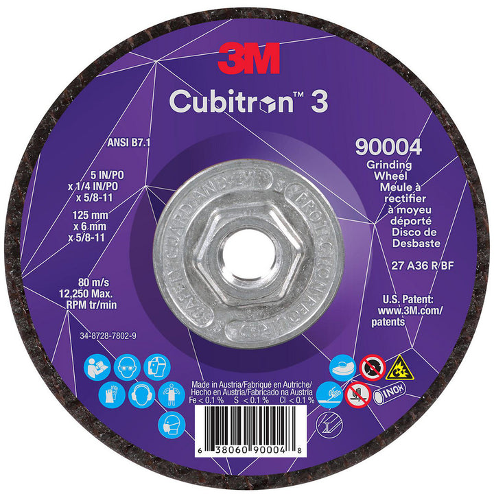 5 x 1/4" 36-Grit Precision Shaped Ceramic Grinding & Cutoff Wheel - 3M 7100312967