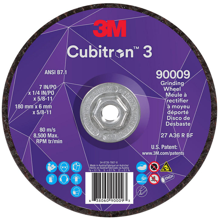 7 x 1/4" 36-Grit Precision Shaped Ceramic Grinding & Cutoff Wheel - 3M 7100312965