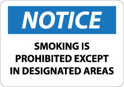 Notice - Smoking Is Prohibited Except in Designated Areas Sign - AccuformNMC N155RB