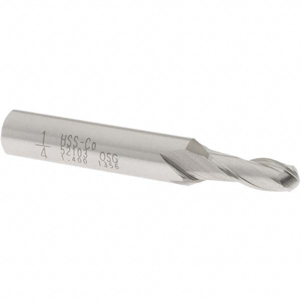 1/4in" 2-Flute Cobalt Ball End Mill - OSG 5210300