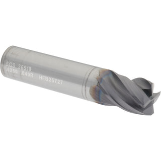 5/8" 4-Flute Solid Carbide Corner Radius End Mill, TX - SGS 36519