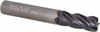 3/8" 4-Flute Solid Carbide Corner Radius End Mill, TX - SGS 36727