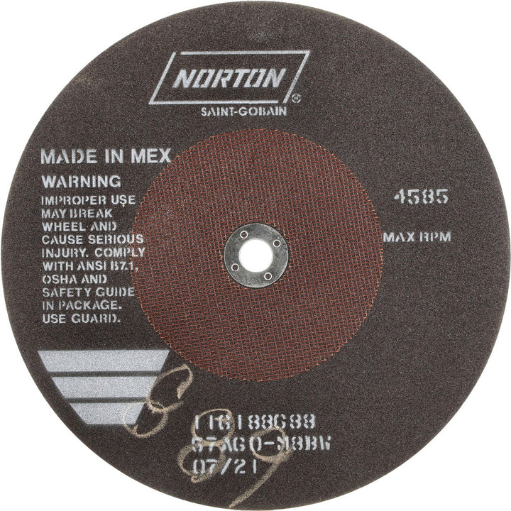 10 x 3/32" 60-Grit Aluminum Oxide Grinding & Cutoff Wheel - Norton 66253122824