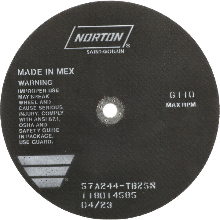 10 x 1/8" 24-Grit Aluminum Oxide Grinding & Cutoff Wheel - Norton 66253122826
