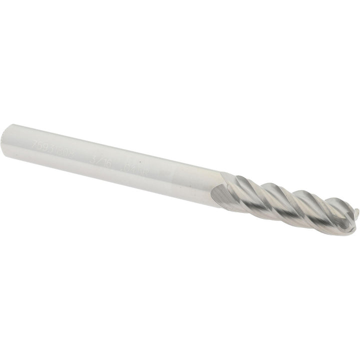 3/16" 4-Flute Solid Carbide Corner Radius End Mill - Accupro 12182417