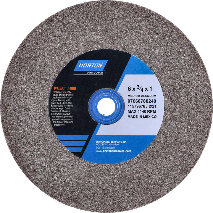 6 x 3/4" 60; 80-Grit Aluminum Oxide Grinding & Cutoff Wheel - Norton 07660788240