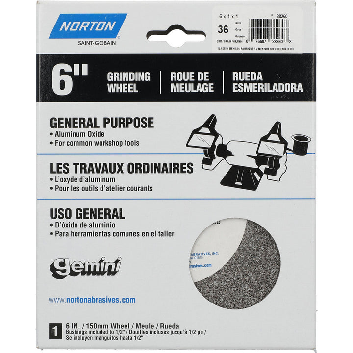 6 x 1" 36; 46-Grit Aluminum Oxide Grinding & Cutoff Wheel - Norton 07660788260
