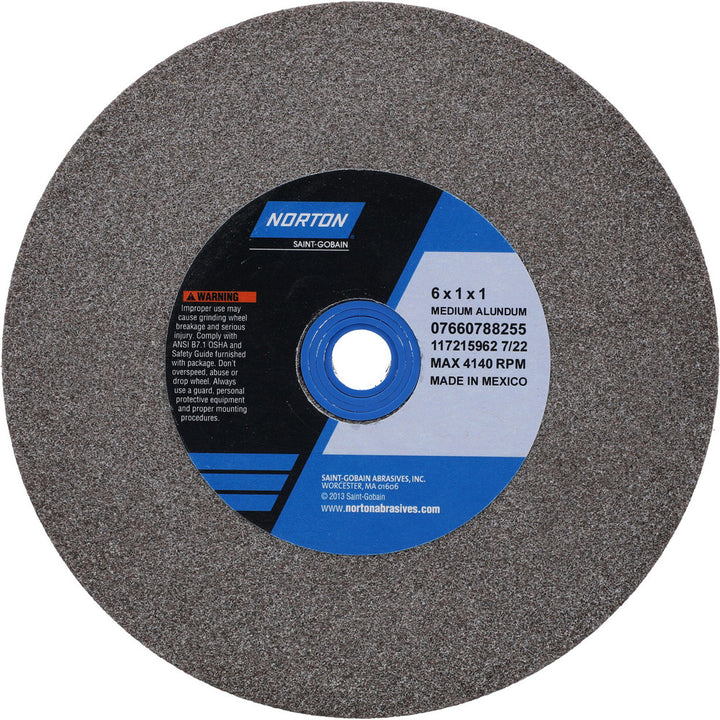 6 x 1" 60; 80-Grit Aluminum Oxide Grinding & Cutoff Wheel - Norton 07660788255