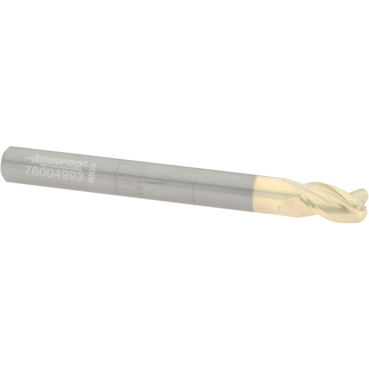 1/4" 3-Flute Solid Carbide Corner Radius End Mill, ZrN - Accupro 314564
