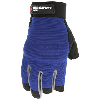 Large Black; Gray; Blue Nylon; Spandex; Synthetic Leather Mechanic's & Lifting Gloves - MCR Safety 902L