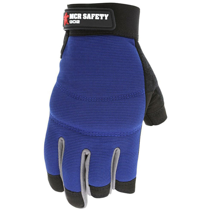 Medium Black; Gray; Blue Nylon; Spandex; Synthetic Leather Mechanic's & Lifting Gloves - MCR Safety 902M
