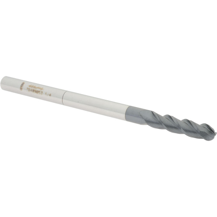 1/4" 3-Flute Solid Carbide Ball End Mill, AlTiN - Accupro 12184501