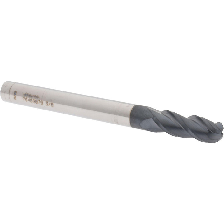 3/8" 3-Flute Solid Carbide Ball End Mill, AlTiN - Accupro 12184507