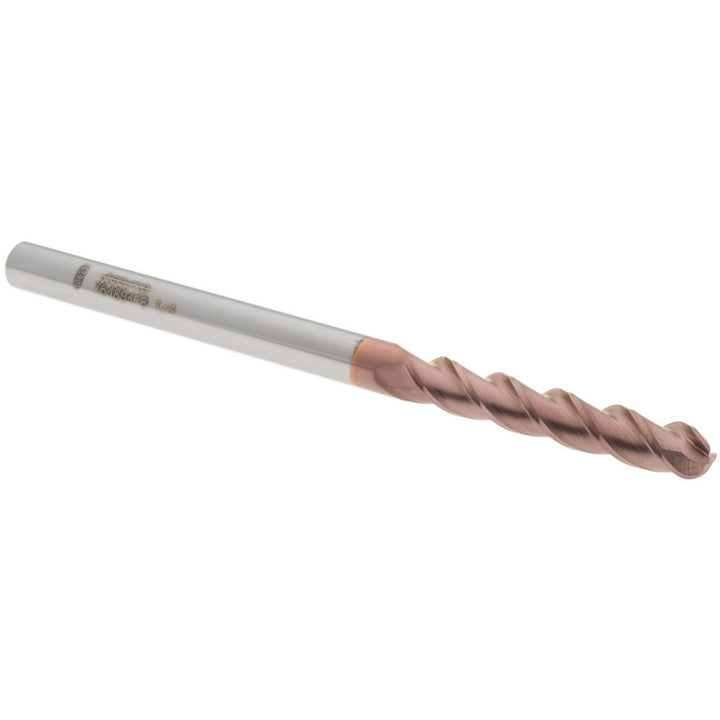 1/4" 3-Flute Solid Carbide Ball End Mill, TiCN - Accupro 12184467