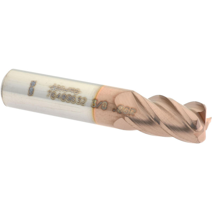 3/8" 4-Flute Solid Carbide Corner Radius End Mill, TiCN - Accupro 12182887
