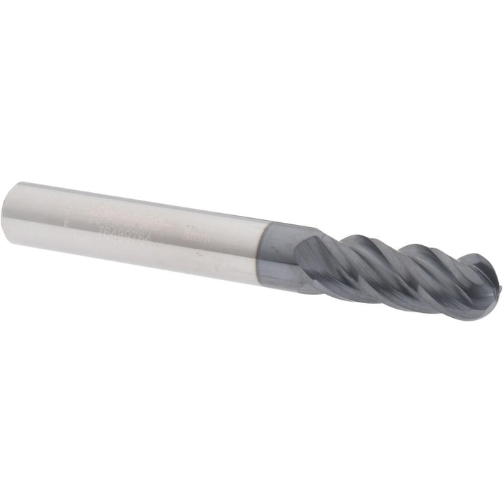 0.3150" 4-Flute Solid Carbide Ball End Mill, AlTiN - Accupro 12184636