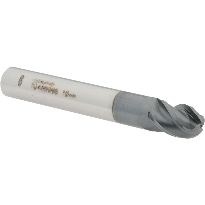0.3937" 4-Flute Solid Carbide Ball End Mill, AlTiN - Accupro 12184818