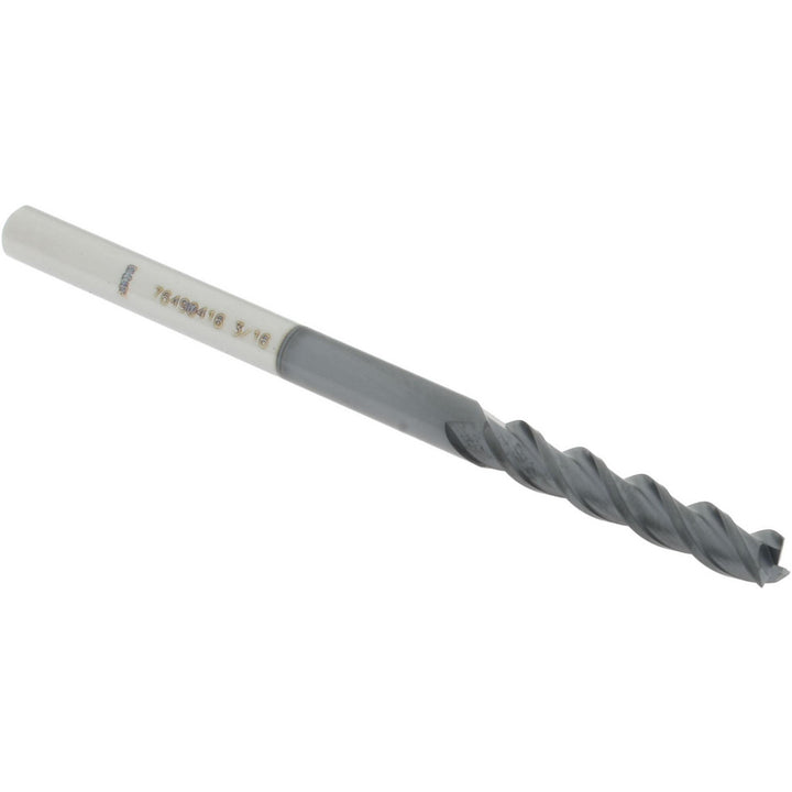 3/16" 3-Flute Solid Carbide Square End Mill, AlTiN - Accupro 12178583