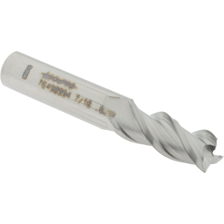 7/16" 3-Flute Solid Carbide Corner Radius End Mill - Accupro 12176612