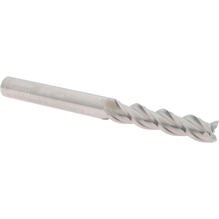 9/16" 3-Flute Solid Carbide Corner Radius End Mill - Accupro 12176635