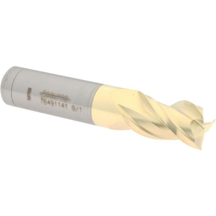 9/16" 3-Flute Solid Carbide Square End Mill, ZrN - Accupro 12176626