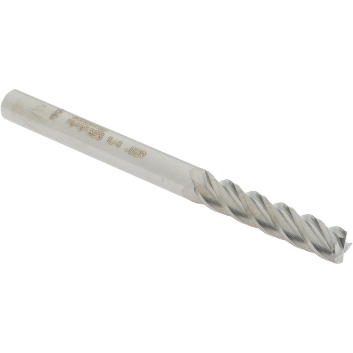 1/4" 4-Flute Solid Carbide Corner Radius End Mill - Accupro 12183000