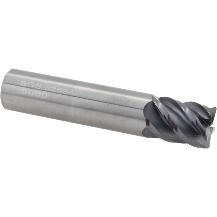 1/2" 5-Flute Solid Carbide Corner Radius End Mill, AlTiN - SGS 32594