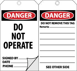 DANGER Tag - AccuformNMC OLPT20