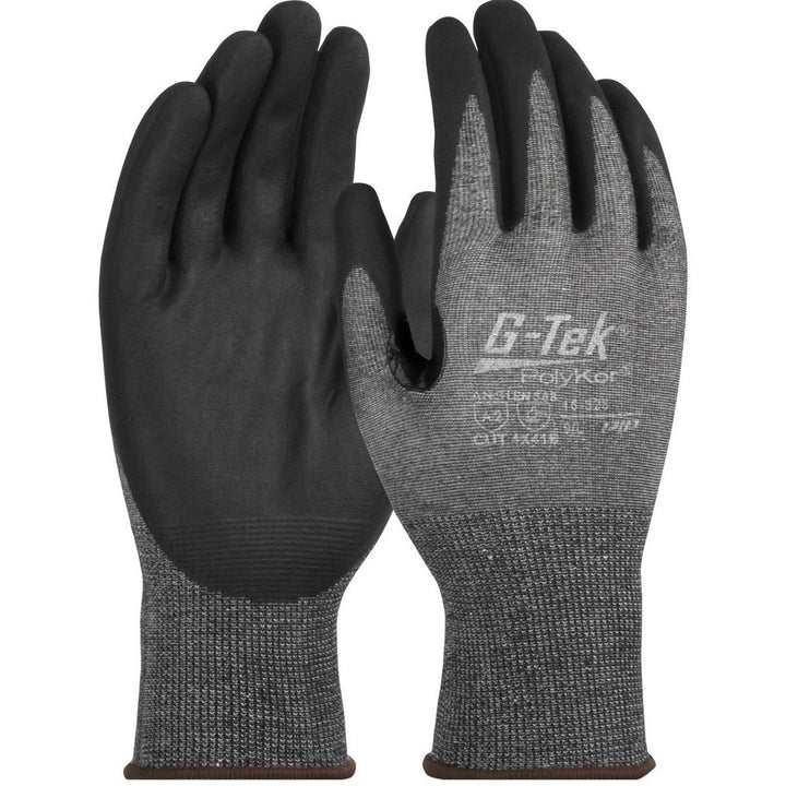 Gray PolyKor; Nitrile Coated Cut & Puncture-Resistant Gloves - PIP 16-328/L