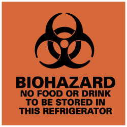 Biohazard - No Food or Drink to Be Stored in This Refrigerat Label - AccuformNMC S71AP