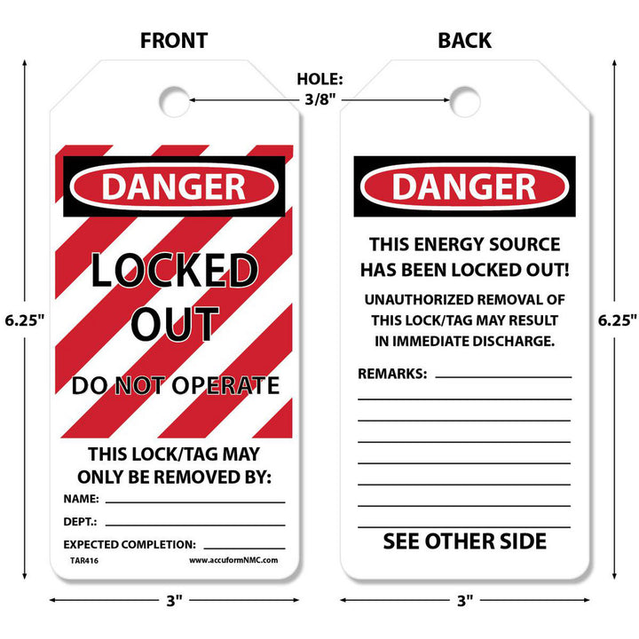 Locked Out Do Not Operate Tag - AccuformNMC TAR416