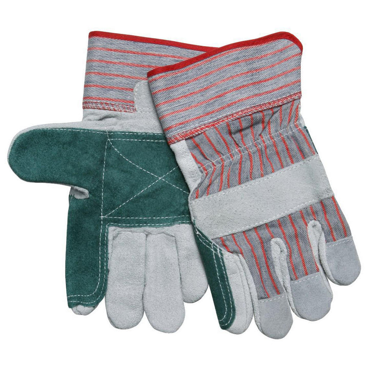 Large Gray; Green; Brown Cowhide Leather General Purpose Gloves - MCR Safety 1211