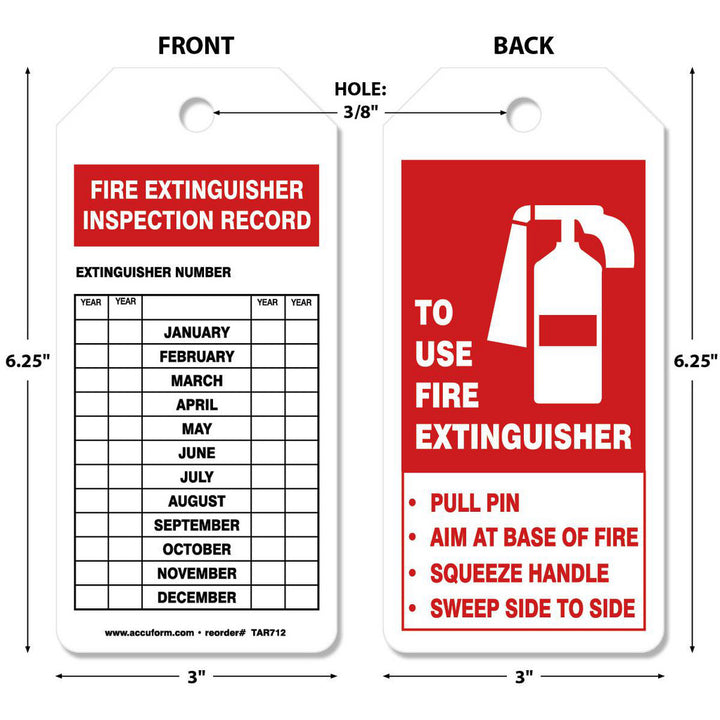 Fire Extinguisher Inspection Record Tag - AccuformNMC TAR712