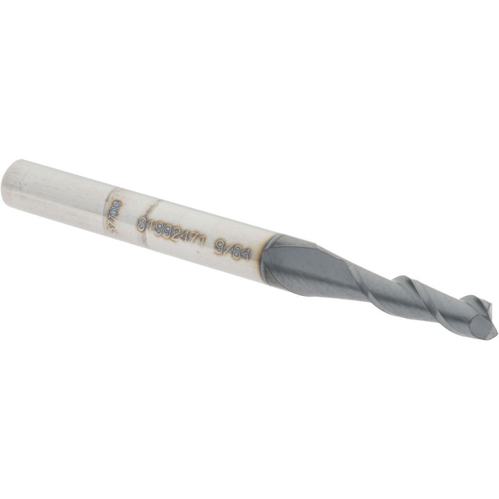 9/64" 2-Flute Solid Carbide Square End Mill, AlTiN - Accupro 12181277