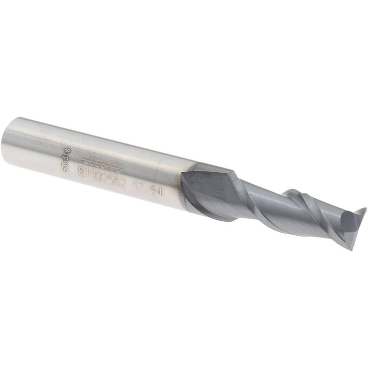 17/64" 2-Flute Solid Carbide Square End Mill, AlTiN - Accupro 12181355