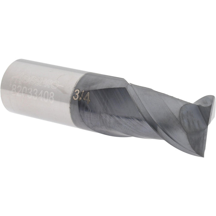 3/4" 2-Flute Solid Carbide Square End Mill, AlTiN - Accupro 12181709