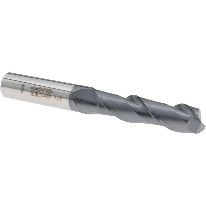 1/2" 2-Flute Solid Carbide Square End Mill, AlTiN - Accupro 12181733