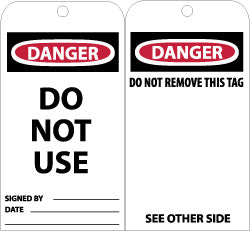 DO NOT REMOVE THIS TAG SEE OTHER SIDE (Side 2); DO NOT USE S Tag - AccuformNMC RPT105